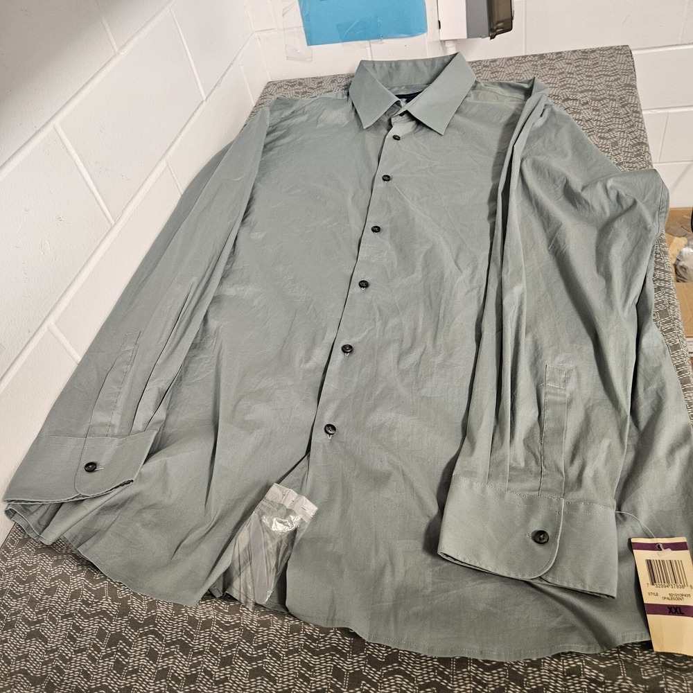 Material London Dress Shirt Mens XXL Iron-Free Long Sleeve Button Up Casual